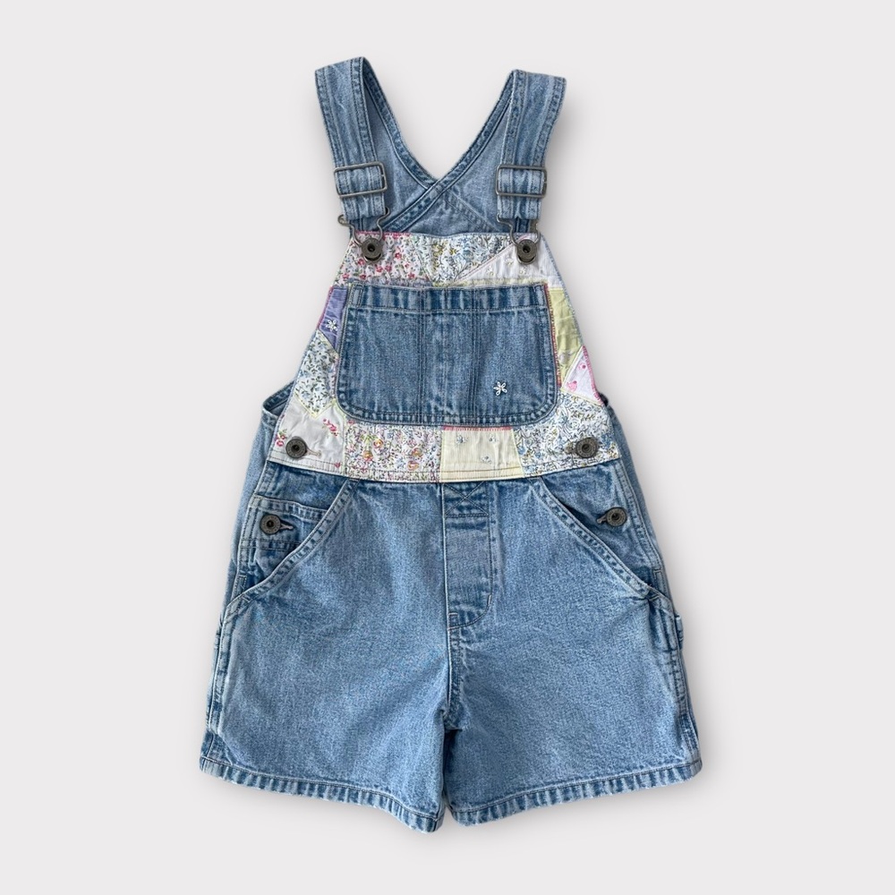 Vintage Gap Kids Floral Denim Overall Shorts